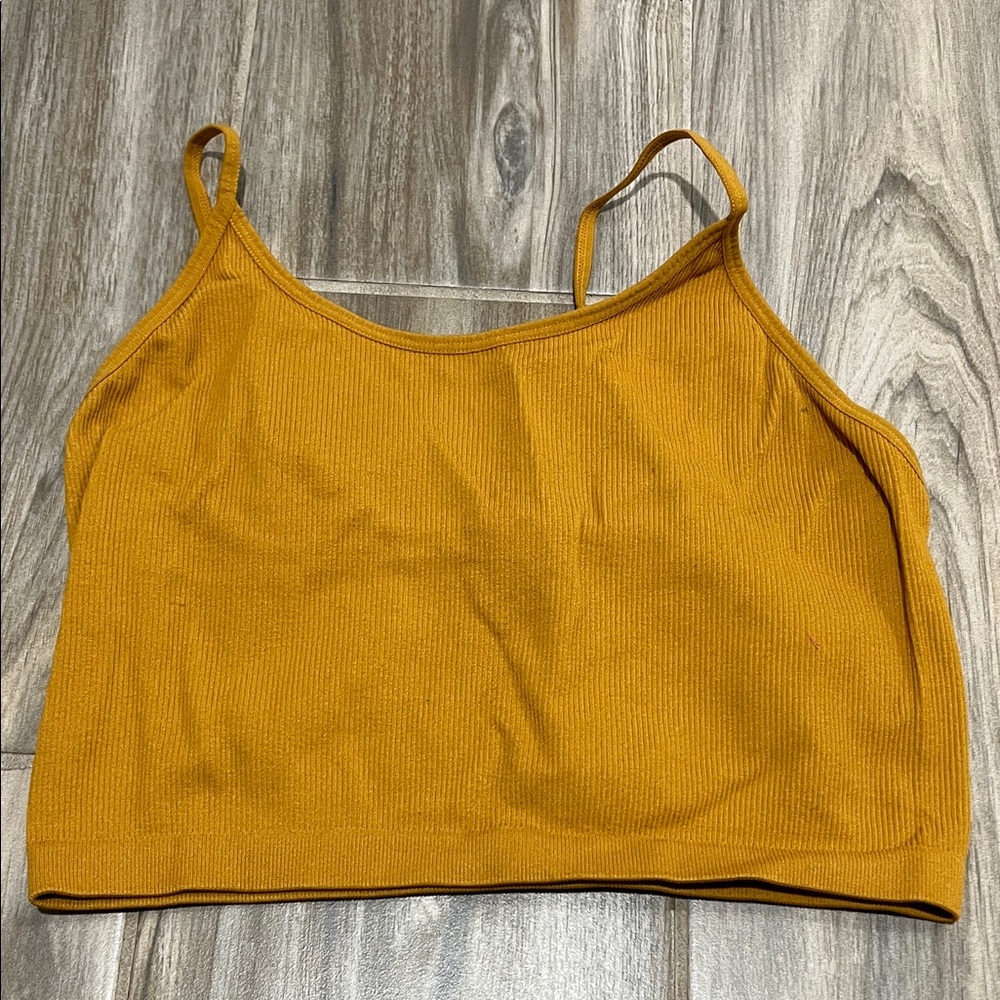 Bozzolo Mustard Ribbed Crop Top